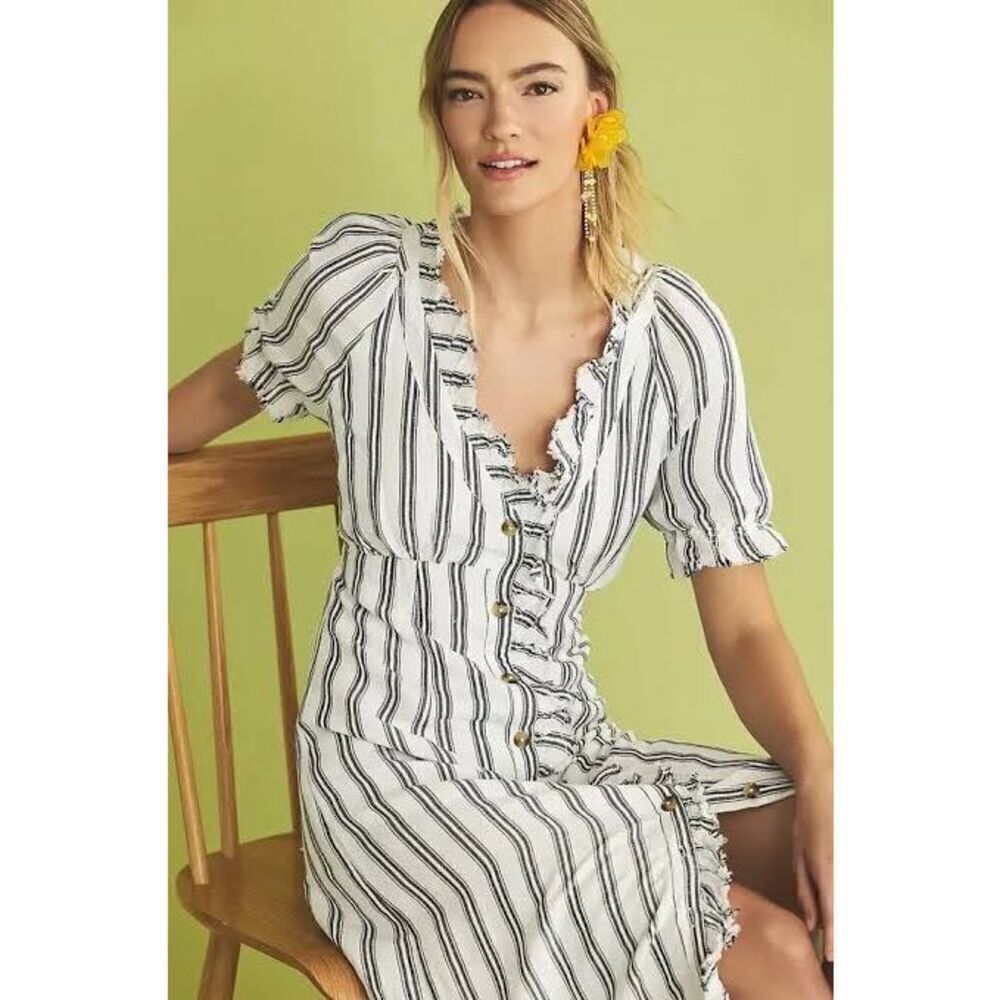 Anthropologie Pilcro Ruffle-Collar Buttondown Dress Size 2